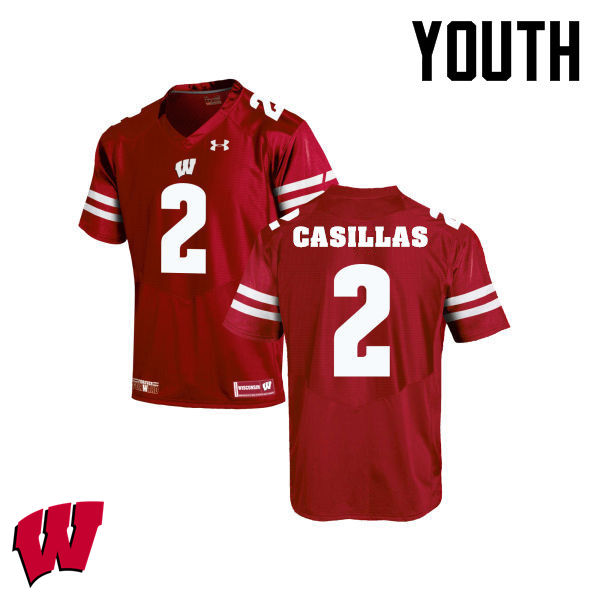 Youth Winsconsin Badgers #2 Jonathan Casillas College Football Jerseys-Red - Click Image to Close